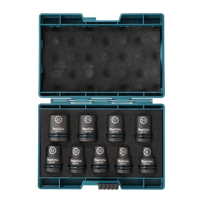 Coffret de 9 douilles carrée 1/2" IMPACT BLACK Makita E-16570 de 8 à 21mm