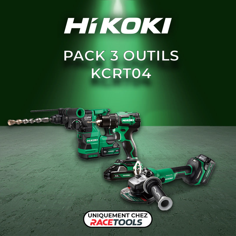 Pack 3 outils HKI Perceuse + perforateur + meuleuse 18V Brushless KCRT04 (DS18DE + DH1826DA + G1813DVE + 2 batteries 5 Ah + chargeur)