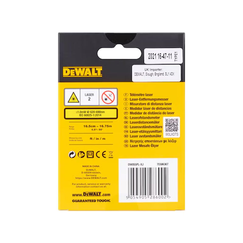 Télémètre laser de poche 16m DEWALT DW055PL-XJ