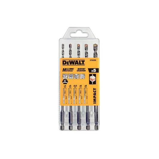 Coffret de 5 forêts multi-materiaux impact DEWALT DT60099-QZ Ø 4,5,5.5,6,8mm