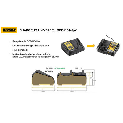 Chargeur universel XR 12V / 18V DEWALT DCB1104-QW