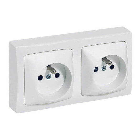 Double prise 2P+T avec boîtier - blanc LEGRAND