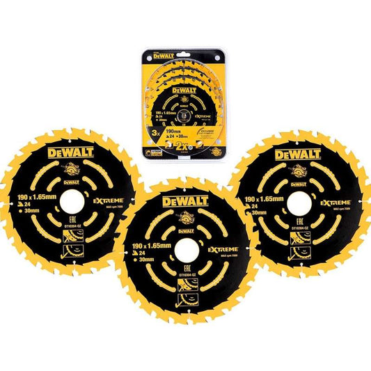Lots de 3 Lames Ø 190mm DEWALT DT10399-QZ EXTREME pour scie circulaire