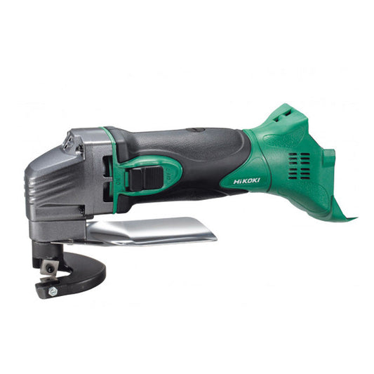 Cisaille 18V Li-ion sans batt./ni charg., vit à vide 5300 tr/min, cap acier 1,6mm, inox 1,2mm, alu 2,3mm, rayon mini de coupe 25mm, Gde autonomie de cpe => 80m, livrée en carton + 1 jeu de cales, 1 clé 6 pans, 1 couteau mobile et 1 fixe